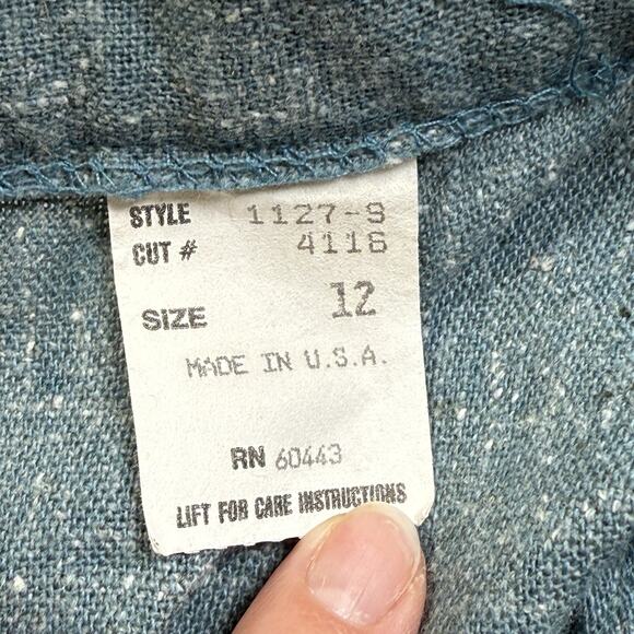 Vintage Womens Wool High Waist Yoke Pleated Teal Trousers Sz 12 Classic 70s 80s - Picture 4 of 7